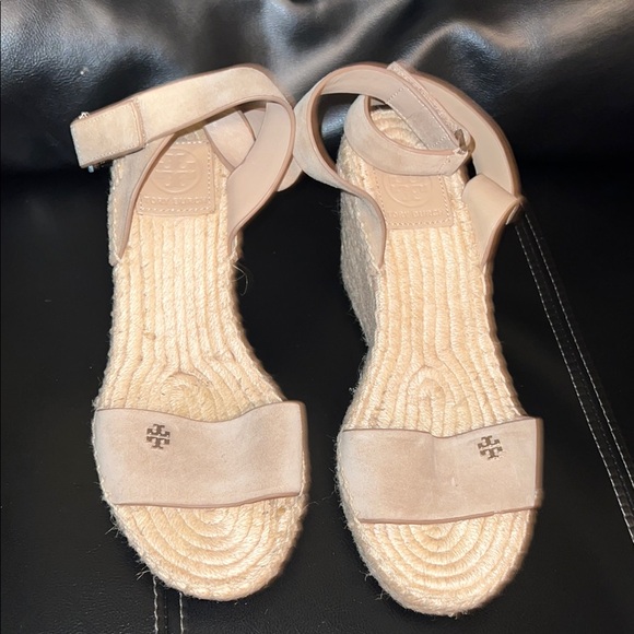 Tory Burch Tan Suede Espadrille Wedges - Picture 2 of 7